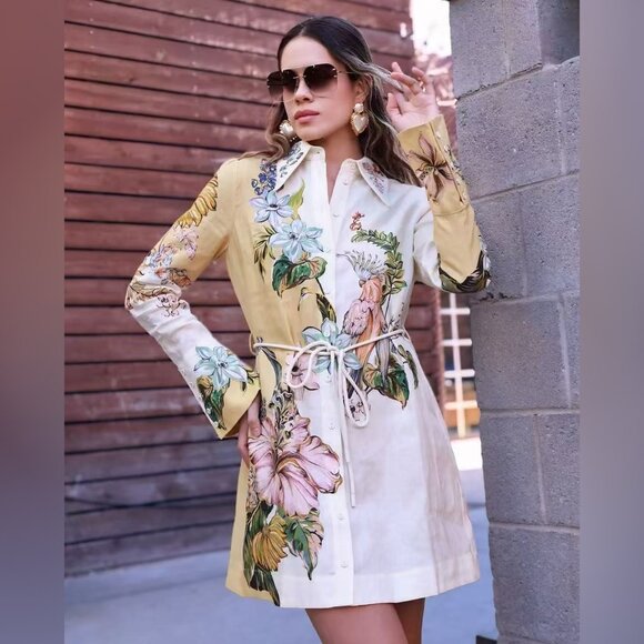 Alemais Oleander Mini Dress in Linen - Picture 2 of 9